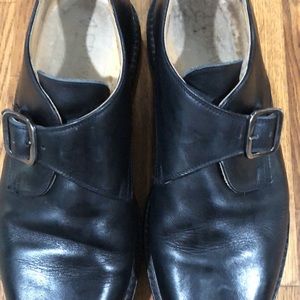 J Crew Monk Strap Leather Shoes, Size 9 M - black